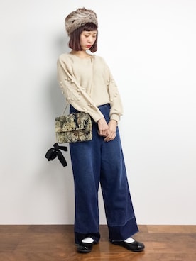 「axes femme（アクシーズファム）のアイテム（クラッチバッグ）」を使った、チョコビさん（レディース・154cm）の秋コーディネート