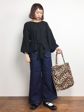 「WC（ダブル シー）のアイテム（トートバッグ）」を使った、チョコビさん（レディース・154cm）の秋コーディネート
