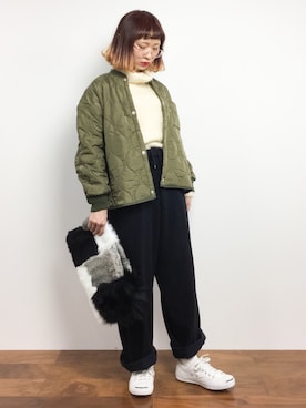 「Ameri（アメリ）のアイテム（バッグ）」を使った、チョコビさん（レディース・154cm）の秋コーディネート