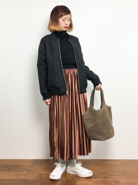 「179/WG（イチナナキュウダブルジー）のアイテム（ブルゾン）」を使った、チョコビさん（レディース・154cm）の秋コーディネート