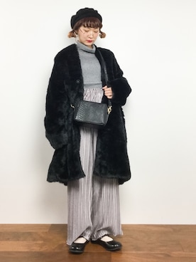 「mimis（ミイーミイーズ）のアイテム（帽子）」を使った、チョコビさん（レディース・154cm）の秋コーディネート