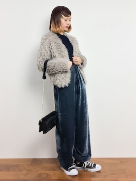 「Cheek（チーク）のアイテム（その他アウター）」を使った、チョコビさん（レディース・154cm）の冬コーディネート