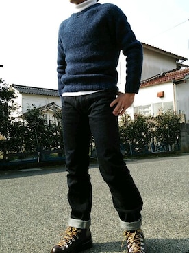 「BLUE BLUE（ブルーブルー）のアイテム（ニット/セーター）」を使った、hashiさん（メンズ・167cm）の春コーディネート
