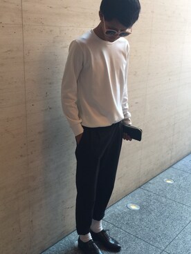 「(me)のアイテム（トップス、ホワイト系）」を使った、Rさん（メンズ）の秋コーディネート