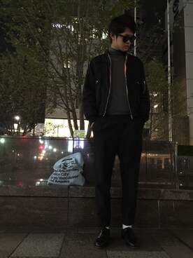 「American Apparel（アメリカンアパレル）のアイテム（バッグ、ブルー系）」を使った、Rさん（メンズ）の秋コーディネート