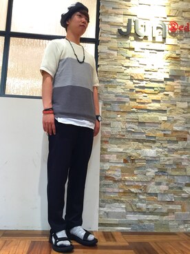 「JUNRED（ジュンレッド）のアイテム（ハンチング/ベレー帽）」を使った、BABAさん（メンズ・177cm）の夏コーディネート