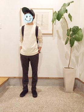 「R&D.M.Co OLDMAN’S TAILOR（オールドマンズテイラー）のアイテム（帽子）」を使った、ぺーたーさん（メンズ・163cm）の秋コーディネート