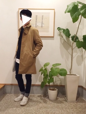 「アイテム（ステンカラーコート）」を使った、ぺーたーさん（メンズ・163cm・10代）の冬コーディネート