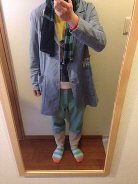 「FRAPBOIS（フラボア）のアイテム（その他アウター）」を使った、びーくんさん（メンズ・174cm）の春コーディネート