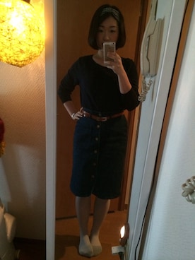 「URBAN RESEARCH（アーバンリサーチ）のアイテム（デニムスカート）」を使った、とっちぃさん（レディース・156cm）の春コーディネート