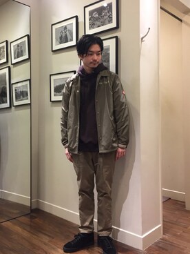 「RED KAP×BEAUTY&YOUTHのアイテム（その他パンツ、ベージュ系）」を使った、Munehiro Itoさん（メンズ・171cm）の秋コーディネート