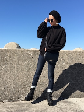 「バルーン袖」｜「アイテム（ハンチング/ベレー帽）」を使った、miyayaさん（レディース・158cm）の秋コーディネート