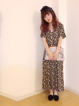 「flower（フラワー）のアイテム（クラッチバッグ）」を使った、ひーさん（レディース・155cm）の夏コーディネート