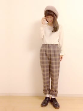 「chambre de charme（シャンブルドゥシャーム）のアイテム（ハンチング/ベレー帽）」を使った、ひーさん（レディース・155cm）の秋コーディネート