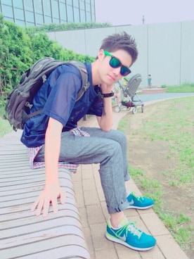 「HVC（エイチブイシー）のアイテム（パンツ）」を使った、tomoyasuさん（メンズ・173cm）の夏コーディネート