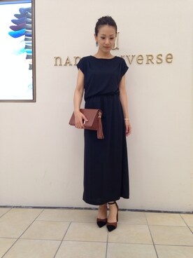 「NANO universe（ナノユニバース）のアイテム（パンプス）」を使った、nano・universe 難波 STAFFさん（レディース・160cm）の夏コーディネート