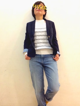 「UNIQLO（ユニクロ）のアイテム（Knitwear、ホワイト系）」を使った、てらりんさん（レディース・155cm）の冬コーディネート