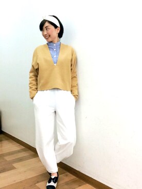 「UNIQLO  AND  LEMAIREのアイテム（Knitwear、イエロー系）」を使った、てらりんさん（レディース・155cm）の春コーディネート