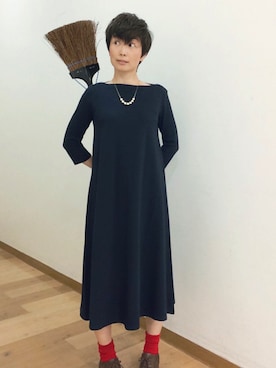 「UNIQLO（ユニクロ）のアイテム（One piece dress、ブルー系）」を使った、てらりんさん（レディース・155cm）の夏コーディネート