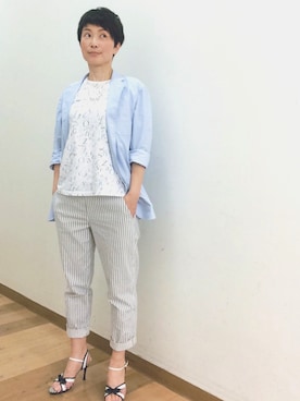 「UNIQLO（ユニクロ）のMEN ドライライトウェイトジャケット（Other outerwear、ブルー系）」を使った、てらりんさん（レディース・155cm）の夏コーディネート
