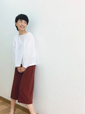 「UNIQLO（ユニクロ）のアイテム（T Shirts、ホワイト系）」を使った、てらりんさん（レディース・155cm）の夏コーディネート