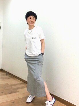 「UNIQLO（ユニクロ）のアイテム（T Shirts、ホワイト系）」を使った、てらりんさん（レディース・155cm）の夏コーディネート