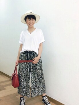 「UNIQLO（ユニクロ）のアイテム（Pants、ブラック系）」を使った、てらりんさん（レディース・155cm）の夏コーディネート