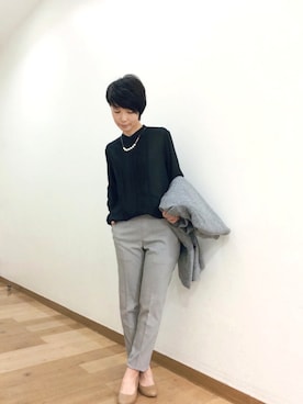 「UNIQLO（ユニクロ）のアイテム（Shirts、ブラック系）」を使った、てらりんさん（レディース・155cm）の秋コーディネート