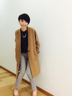 「UNIQLO（ユニクロ）のアイテム（Outerwear、ベージュ系）」を使った、てらりんさん（レディース・155cm）の秋コーディネート