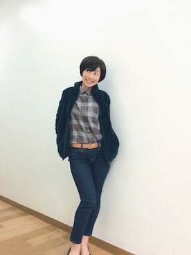 「UNIQLO（ユニクロ）のアイテム（Denim pants、ブルー系）」を使った、てらりんさん（レディース・155cm）の冬コーディネート
