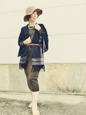 「UNIQLO（ユニクロ）のアイテム（One piece dress、グリーン系）」を使った、てらりんさん（レディース・155cm）の秋コーディネート