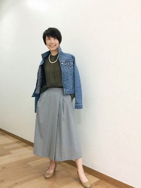「UNIQLO（ユニクロ）のアイテム（Denim jacket、ブルー系）」を使った、てらりんさん（レディース・155cm）の秋コーディネート