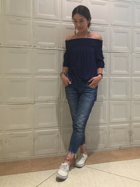 「アイテム（アンクレット、ピンク系）」を使った、wakoさん（レディース・168cm）の夏コーディネート