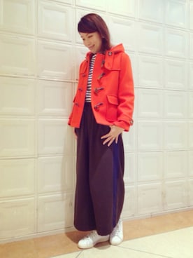 「アイテム（ダッフルコート、オレンジ系）」を使った、wakoさん（レディース・168cm）の秋コーディネート