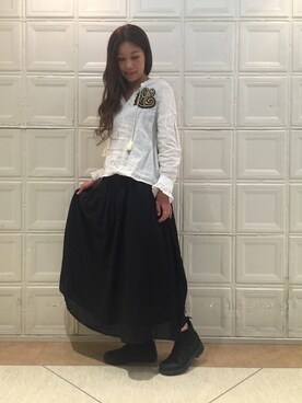「刺繍」｜「アイテム（レインシューズ）」を使った、wakoさん（レディース・168cm）の冬コーディネート
