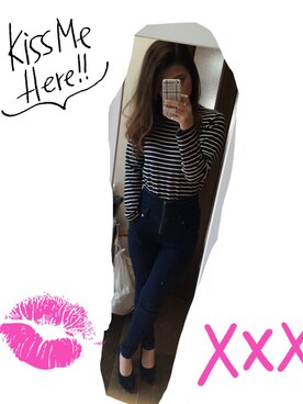 「ハイウエストデニム」｜mさん（レディース・160cm）の冬コーディネート