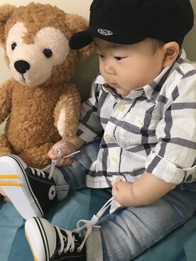 「babyGAP（babyGAP）のアイテム（シャツ/ブラウス、ホワイト系）」を使った、D Kさん（キッズ・110cm）の春コーディネート
