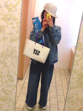 「Ungrid（アングリッド）の 【Casual】ｳﾞｨﾝﾃｰｼﾞGｼﾞｬﾝ （デニムジャケット）」を使った、chaiさん（レディース・162cm）の春コーディネート