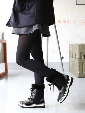 「 SOVOMALL」｜「アイテム（ブーツ）」を使った、SOVOMALLさん（レディース・165cm）の冬コーディネート