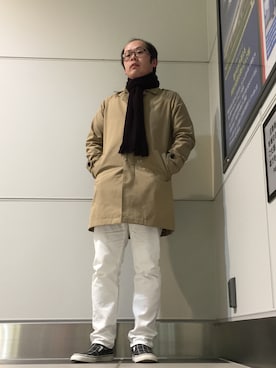 「アイテム（ステンカラーコート）」を使った、ロベコ(おやすみ中)さん（メンズ・172cm・30代）の冬コーディネート
