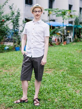 「wearsg」｜「アイテム（カーゴパンツ）」を使った、Scottさん（メンズ・183cm）の夏コーディネート