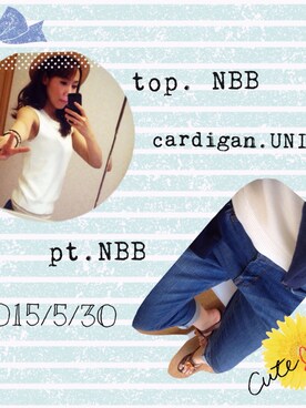 「NATURAL BEAUTY BASIC（ナチュラルビューティーベーシック）のアイテム（坦克背心、ホワイト系）」を使った、mztniさん（レディース）の夏コーディネート