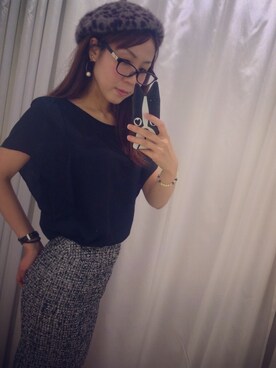 「NATURAL BEAUTY BASIC（ナチュラルビューティーベーシック）のアイテム（襯衫、ブラック系）」を使った、mztniさん（レディース）の秋コーディネート