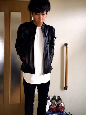 「RAGEBLUE（レイジブルー）の＜トレンドのロング丈＞ワッフルロングカットソー/733404（Tシャツ/カットソー）」を使った、totty.さん（メンズ・170cm）の秋コーディネート