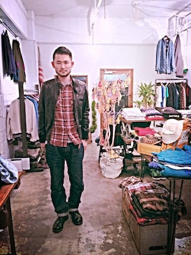 「SERGEANT SALUTE（サージェントサルート）のアイテム（ライダースジャケット）」を使った、TAKEさん（メンズ・180cm）の春コーディネート