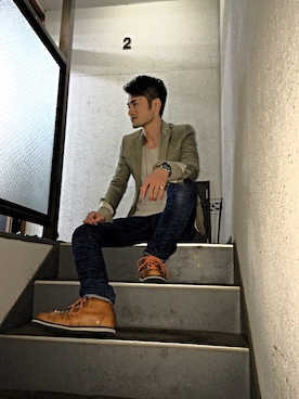 「PLEIN（プレーン）のアイテム」を使った、TAKEさん（メンズ・180cm）の春コーディネート