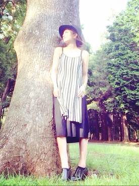 「BARAK（バラク）のアイテム（ブーティ）」を使った、後藤麻美さん（レディース・159cm）の夏コーディネート