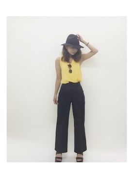 「BARAK（バラク）のアイテム（帽子）」を使った、後藤麻美さん（レディース・159cm）の夏コーディネート