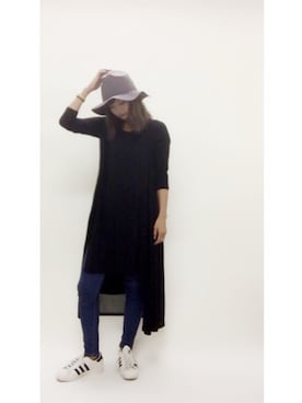 「BARAK（バラク）のアイテム（帽子）」を使った、後藤麻美さん（レディース・159cm）の秋コーディネート