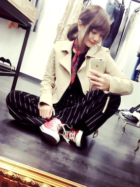 「BARAK（バラク）のアイテム（ライダースジャケット）」を使った、後藤麻美さん（レディース・160cm）の冬コーディネート